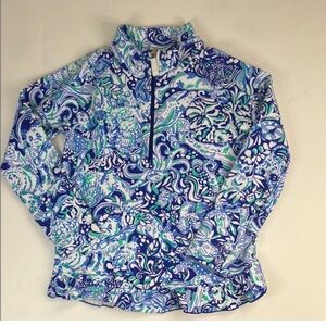 Lilly Pulitzer Blue and Green Swirl Quarter-Zip